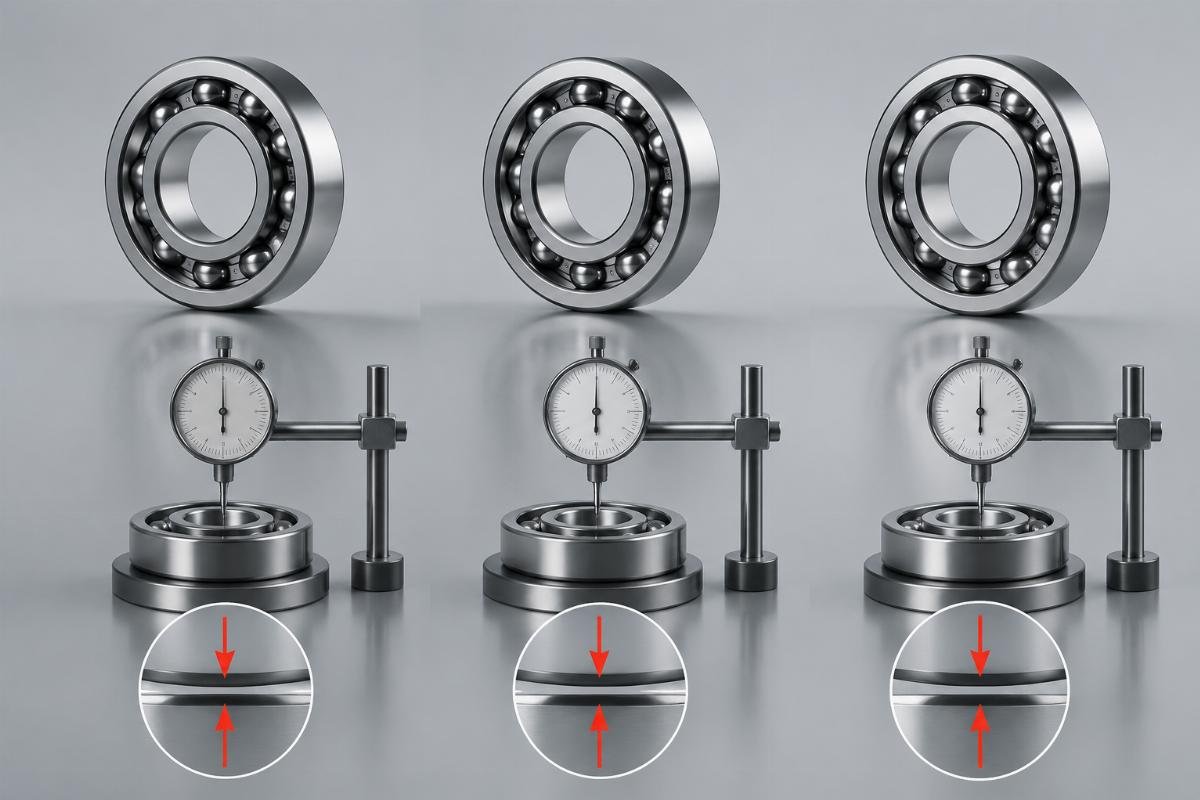 Bearing Internal Clearance: C2 (small), C3 (normal), C4 (large) clearance specifications for industrial applications Bearing Internal Clearance Comparison: C2, C3, C4 ranges visualized with radial play measurements